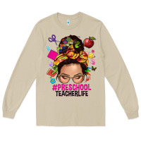 Mushroom preschool teacher life  messy bun Long Sleeve Tee - NancyCooperArtShop
