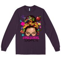 Plum preschool teacher life  messy bun Long Sleeve Tee - NancyCooperArtShop