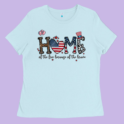 Home Of The Free Beacuse Of The Brave Ladies Tee Designed By Cowhidedigitalart