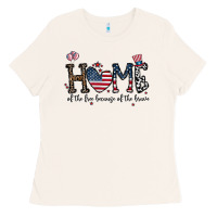 Bone home of the free beacuse of the brave Ladies Tee - CowhideDigitalArt