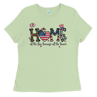 Matcha home of the free beacuse of the brave Ladies Tee - CowhideDigitalArt