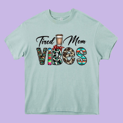 Tired Mom Vibes Heavy Core Tee Designed By Cowhidedigitalart