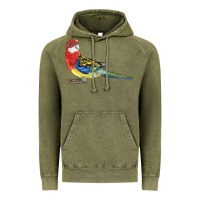 Vintage Olive Rosella Bird Vintage Hoodie - LillyAllenDesigns