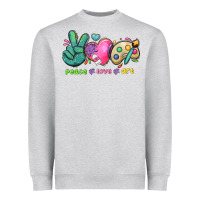 Heather Grey peace love art Heavyweight Sweatshirt - NancyCooperArtShop