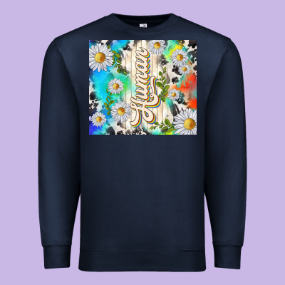 Human With Daisies Premium Sweatshirt Designed By Tumblerdesignbyshophia