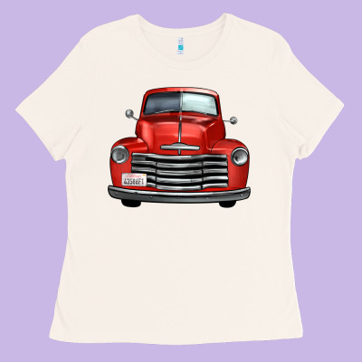 Western Red Truck Front View Ladies Tee Designed By Fadigitalartstudio