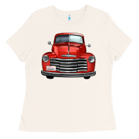 Bone western red truck front view Ladies Tee - FaDigitalArtStudio