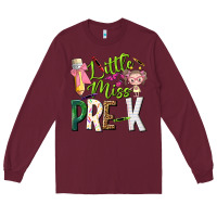 Burgundy little miss pre k Long Sleeve Tee - NancyCooperArtShop