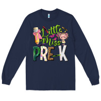 Navy little miss pre k Long Sleeve Tee - NancyCooperArtShop