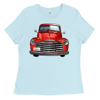Baby Blue western red truck front view Ladies Tee - FaDigitalArtStudio