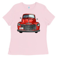 Bubblegum Pink western red truck front view Ladies Tee - FaDigitalArtStudio