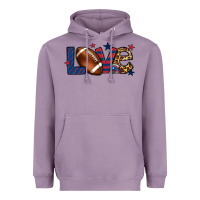Lavender Love Football team color red blue 4th of july Heavyweight Hoodie - HowdyJamesFarm