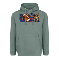 Sage Love Football team color red blue 4th of july Heavyweight Hoodie - HowdyJamesFarm