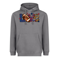 Storm Love Football team color red blue 4th of july Heavyweight Hoodie - HowdyJamesFarm