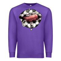 Purple Soccer lips Premium Sweatshirt - HowdyJamesFarm