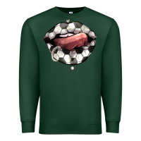 Sports Green Soccer lips Premium Sweatshirt - HowdyJamesFarm