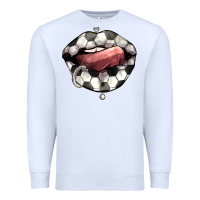White Soccer lips Premium Sweatshirt - HowdyJamesFarm