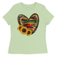 Matcha Sunflower Fall Heart Ladies Tee - RanaPortraitStore