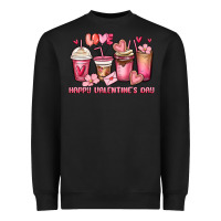 Black happy valentine's day coffee cups Heavyweight Sweatshirt - MaliasSmallBusiness