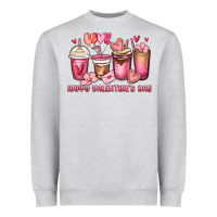 Heather Grey happy valentine's day coffee cups Heavyweight Sweatshirt - MaliasSmallBusiness