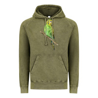 Vintage Olive Budgeriar Bird Parrot Vintage Hoodie - LillyAllenDesigns