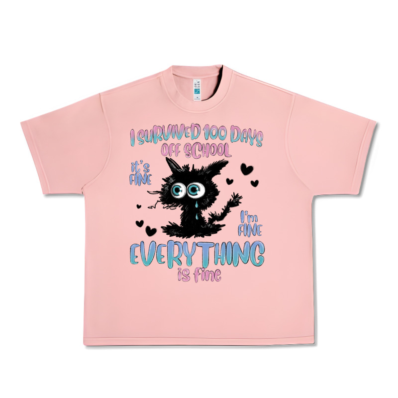 I Survived 100 Days Of School Cat Urban Heavy Tee by MaliasSmallBusiness | Teevron