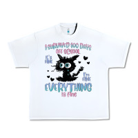 White i survived 100 days of school cat Urban Heavy Tee - MaliasSmallBusiness