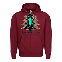 Burgundy Happy Holidays Tree Zipper Hoodie - Bettercallsaul