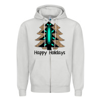 Dove Grey Happy Holidays Tree Zipper Hoodie - Bettercallsaul