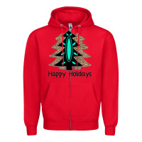 Red Happy Holidays Tree Zipper Hoodie - Bettercallsaul