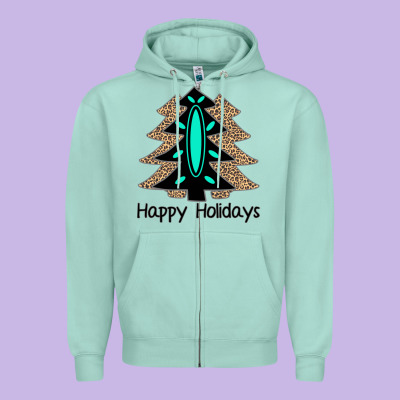 Happy Holidays Tree Zipper Hoodie Designed By Bettercallsaul