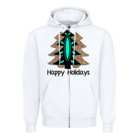 White Happy Holidays Tree Zipper Hoodie - Bettercallsaul