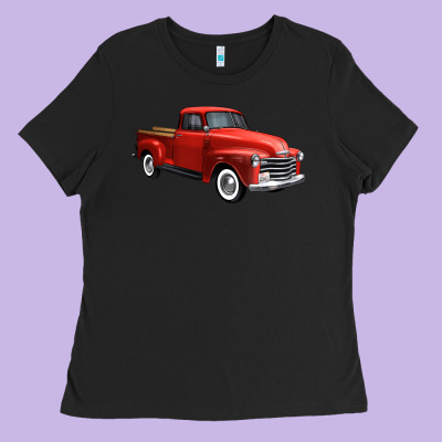 Western Red Truck Right 34 View 1 Ladies Tee Designed By Fadigitalartstudio