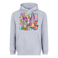 Heather Grey Easter gnome and rabbit Easter Day Heavyweight Hoodie - HowdyJamesFarm