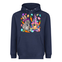 Navy Easter gnome and rabbit Easter Day Heavyweight Hoodie - HowdyJamesFarm