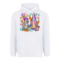 White Easter gnome and rabbit Easter Day Heavyweight Hoodie - HowdyJamesFarm