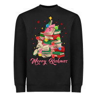 Black merry bookmas christmas book tree Heavyweight Sweatshirt - MaliasSmallBusiness