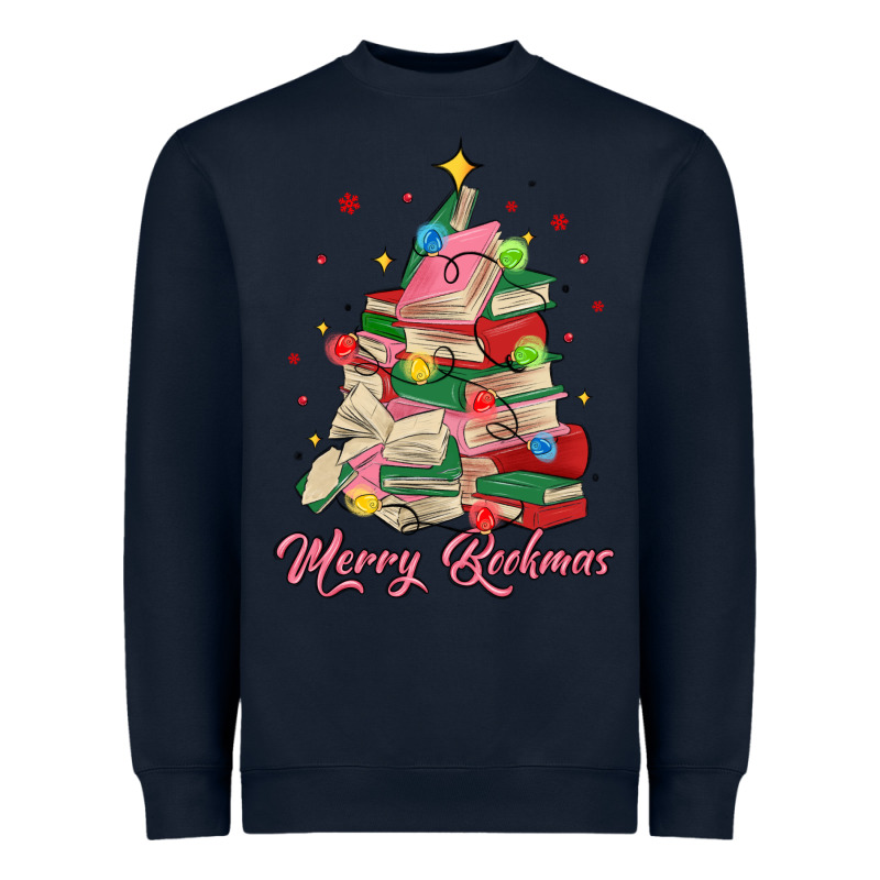 Merry Bookmas Christmas Book Tree Heavyweight Sweatshirt by MaliasSmallBusiness | Teevron