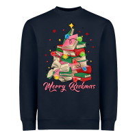 Navy merry bookmas christmas book tree Heavyweight Sweatshirt - MaliasSmallBusiness