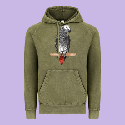 African Gray Parrot Bird Vintage Hoodie Designed By Lillyallendesigns