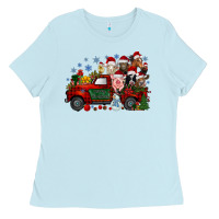 Christmas Farm Animals Truck Ladies Tee | Teevron