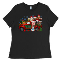 Black christmas farm animals truck Ladies Tee - RacoonDesign