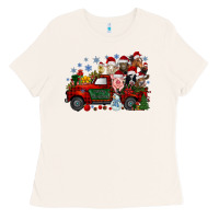 Bone christmas farm animals truck Ladies Tee - RacoonDesign