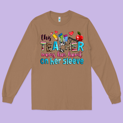 This Teacher Wears Her Her On Her Sleeve Long Sleeve Tee Designed By Nancycooperartshop
