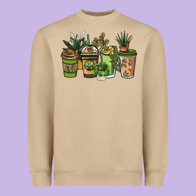 Plant Lover Coffee Cups Heavyweight Sweatshirt Designed By Nancycooperartshop