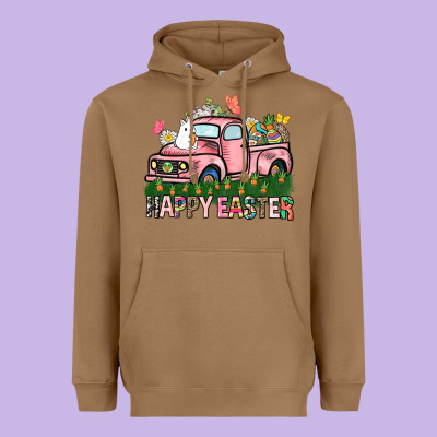 Happy Easter Day Truck Heavyweight Hoodie Designed By Howdyjamesfarm