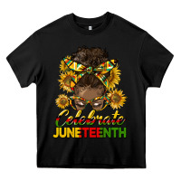 Black celebrate juneteenth black woman bun Heavy Core Tee - HRA Design Shop