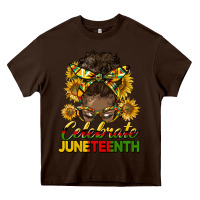Chocolate Brown celebrate juneteenth black woman bun Heavy Core Tee - HRA Design Shop