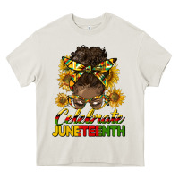 Cream celebrate juneteenth black woman bun Heavy Core Tee - HRA Design Shop