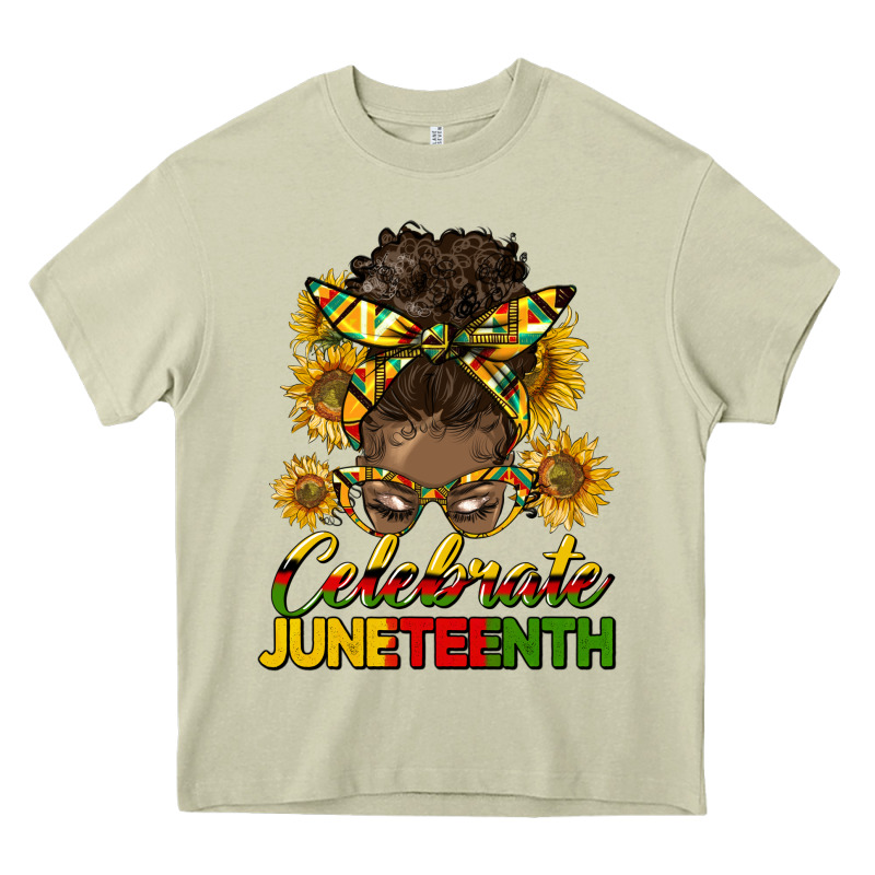 Celebrate Juneteenth Black Woman Bun Heavy Core Tee by HRA Design Shop | Teevron